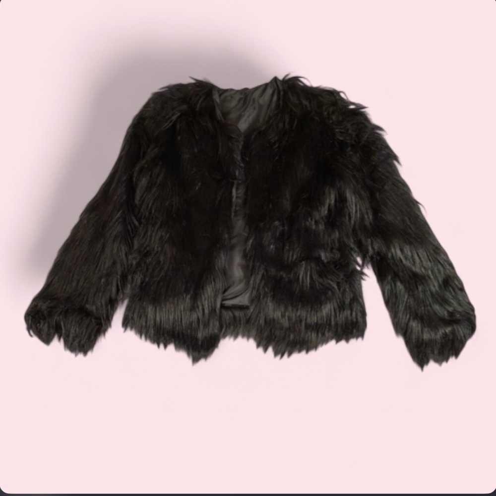 Women's Black Faux Fur Teddy Jacket